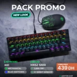 K61 60% Mechanical Keyboard + HXSJ S100 Gaming Mouse Combo – RGB Blue Switch Keyboard + 3600 DPI 6-Button Mouse (Black)