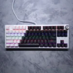 JEDEL KL-106 Mechanical Keyboard – Red Switches, Volume Knob, 86 Keys, Wired (Black & White)