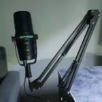 MV7 Microphone + Desk-Mounted Stand Combo – USB & XLR Mic, Click-to-Mute, Volume & Echo Controls