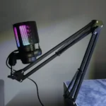 ME6S RGB USB Microphone – Echo & Noise Reduction, Touch-to-Mute, Volume Control, Desk Stand (Black)