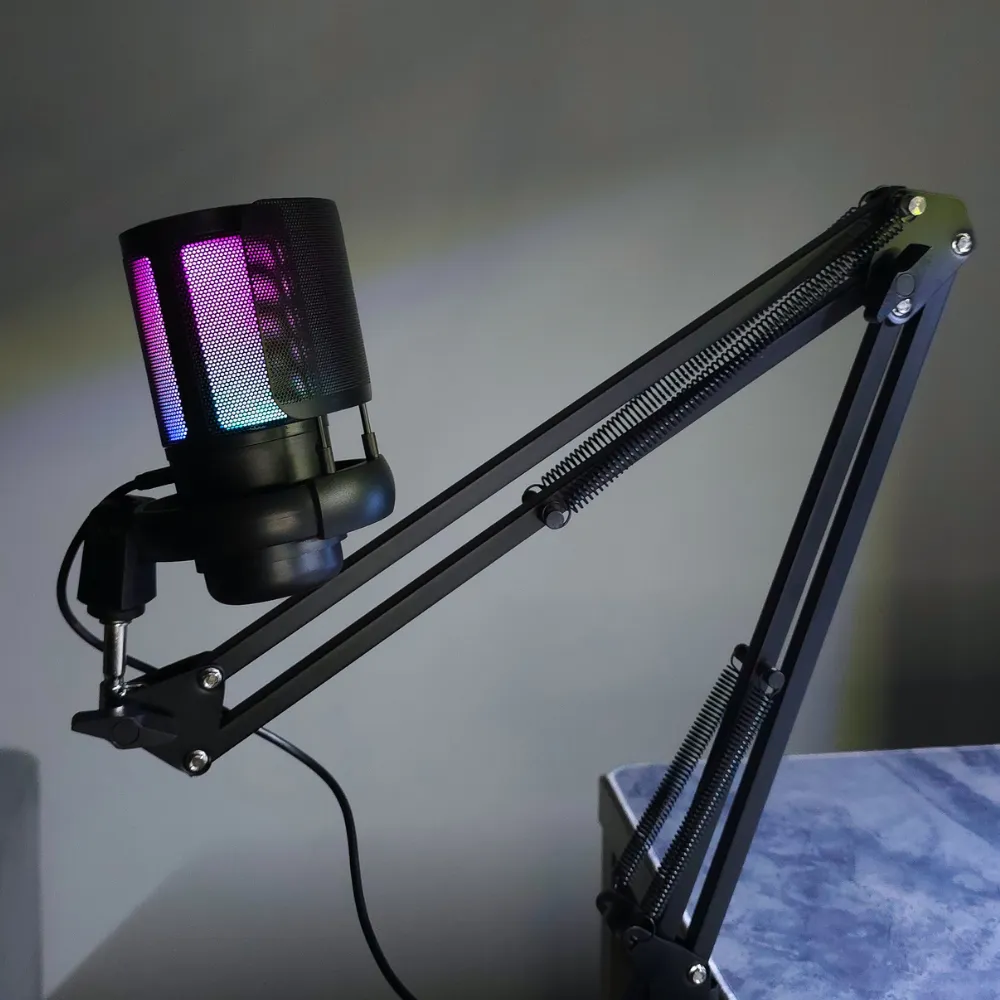 1_result ME6S RGB USB Microphone – Echo & Noise Reduction, Touch-to-Mute, Volume Control, Desk Stand (Black) - Image 1